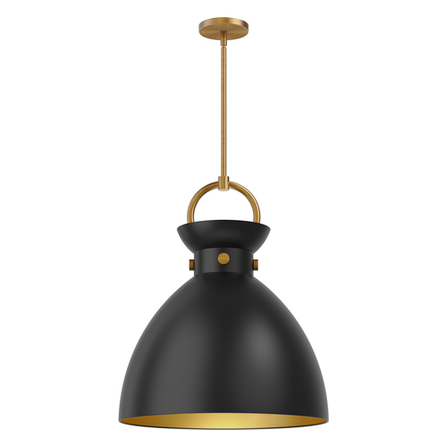 Alora Lighting Waldo Aged Gold & Matte Black Pendant Light with Bowl / Dome Shade