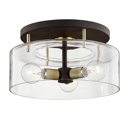 Troy Lighting Bergamot Station Bronze/brushed Brass Semi-Flushmount Light
