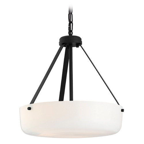 Progress Lighting Lieon Black Pendant Light with Bowl / Dome Shade