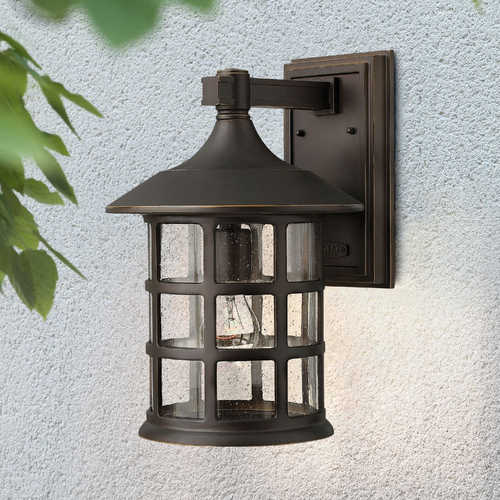Hinkley Freeport Outdoor Wall Light in Oil Rubbed Bronze with Seeded Glass 1805OZ