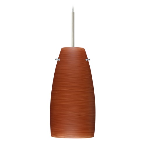 Besa Lighting Tao Satin Nickel LED Mini-Pendant Light with Oblong Shade
