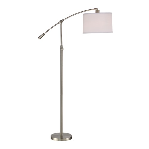 Quoizel Lighting Clift 65-Inch High Floor Lamp in Brushed Nickel with White Drum Shade CFT9364BN