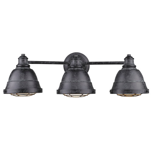 Bartlett 3-Light Bath Light in Black Patina by Golden Lighting