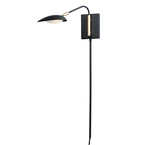 Scan Black & Satin Brass LED Convertible Wall Lamp by Maxim Lighting
