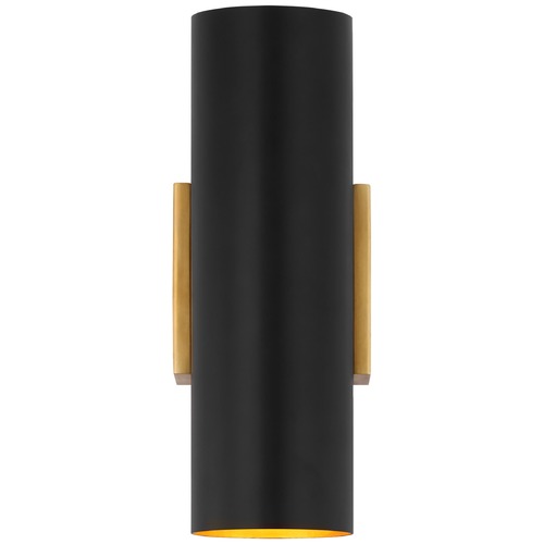 Visual Comfort Signature Collection Aerin Nella Small Cylinder Sconce in Black & Brass by Visual Comfort Signature ARN2440HABBLK