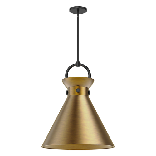 Alora Lighting Emerson Matte Black & Aged Gold Pendant Light with Conical Shade