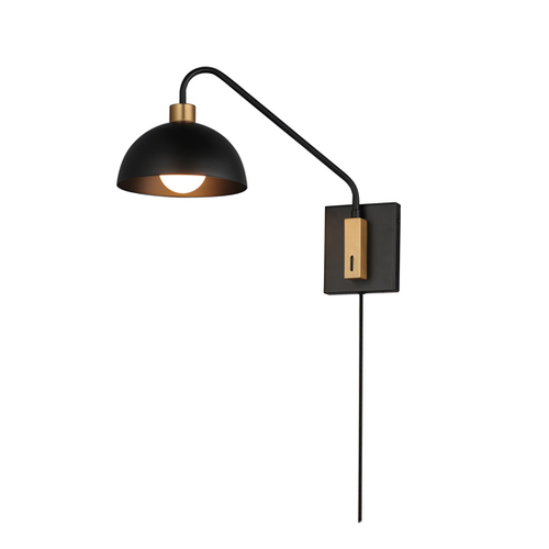 Thelonious Plug-In Wall Sconce in Black & Brass by Maxim Lighting