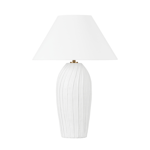 Troy Lighting Deacon 31.50-Inch Table Lamp in Brass & White by Troy Lighting PTL2231-PBR/CLW