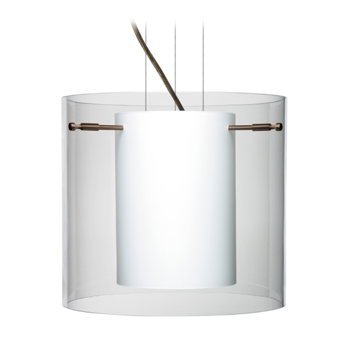 Besa Lighting Modern Pendant Light White Glass Bronze by Besa Lighting 1KG-C18407-BR