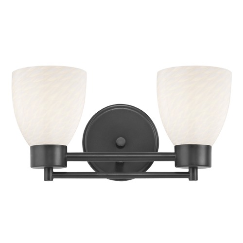 Design Classics Lighting Modern Bathroom Light White Glass Black 2 Lt 702-07 GL1020MB