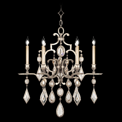 Fine Art Lamps Encased Gems Vintage Silver Leaf Crystal Chandelier