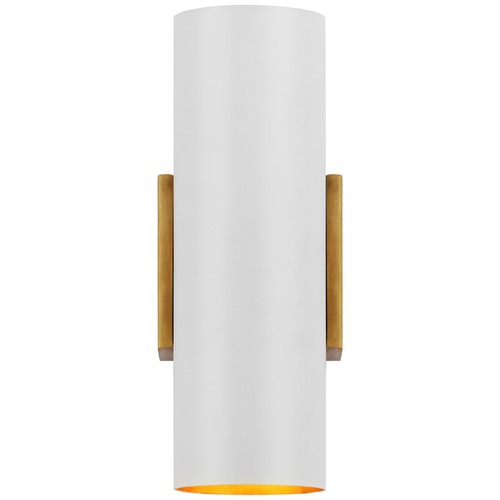 Visual Comfort Signature Collection Aerin Nella Small Cylinder Sconce in White & Brass by Visual Comfort Signature ARN2440HABPW