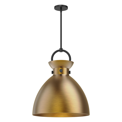 Alora Lighting Waldo Matte Black & Aged Gold Pendant Light with Bowl / Dome Shade