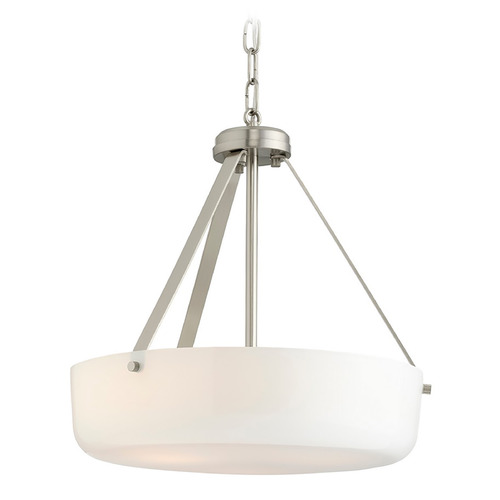 Progress Lighting Lieon Brushed Nickel Pendant Light with Bowl / Dome Shade