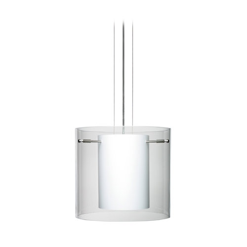 Modern Pendant Light White Glass Satin Nickel by Besa Lighting