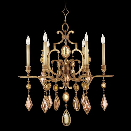 Fine Art Lamps Encased Gems Gold Leaf Crystal Chandelier