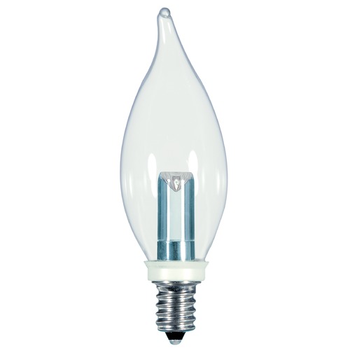 1W LED CA8 Clear 2700K 25 Lumens Candelabra Base 120V by Satco Lighting