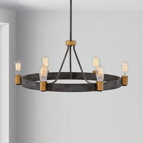 Hinkley Silas 28.75-Inch Aged Zinc & Heritage Brass Chandelier by Hinkley Lighting 4266DZ