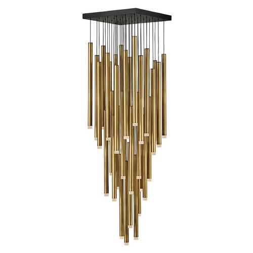 Harmony 65.50-Inch High LED Pendant in Heritage Brass & Black by Fredrick Ramond