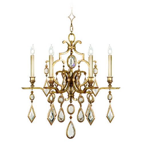 Fine Art Lamps Encased Gems Gold Leaf Crystal Chandelier