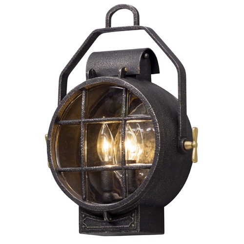 Point Lookout Aged Silver & Polished Brass Outdoor Wall Light by Troy Lighting