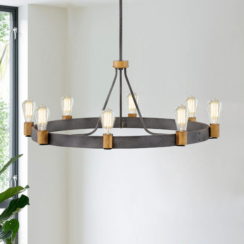 Silas 33-Inch Aged Zinc & Heritage Brass Chandelier by Hinkley Lighting