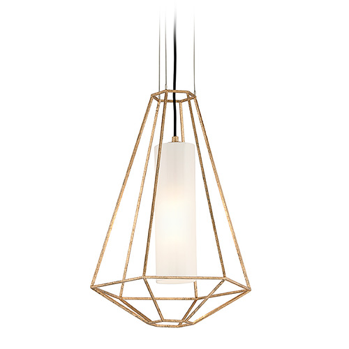 Troy Lighting Silhouette Gold Leaf Pendant Light with Cylindrical Shade