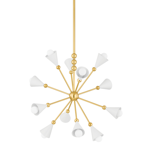 Hikari 28.25-In Chandelier in Brass & White by Mitzi by Hudson Valley
