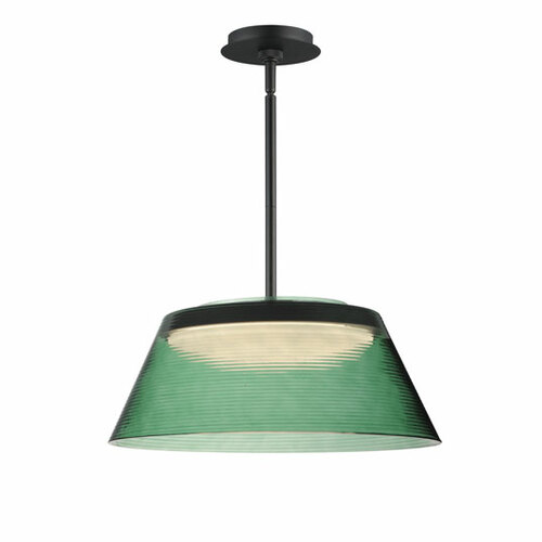 Jensen 18-Inch LED Pendant in Black & Green by ET2 Lighting