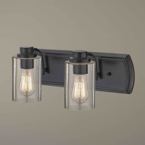 Transitional Seeded Glass Bath Wall Light Bronze 2 Lt