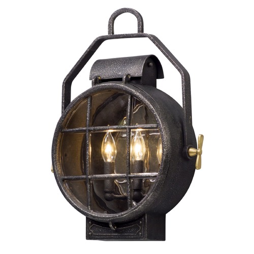Point Lookout Aged Silver & Polished Brass Outdoor Wall Light by Troy Lighting