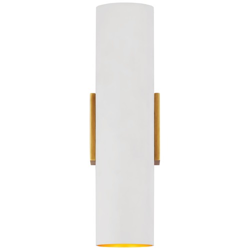 Visual Comfort Signature Collection Aerin Nella Medium Cylinder Sconce in White & Brass by Visual Comfort Signature ARN2441HABPW