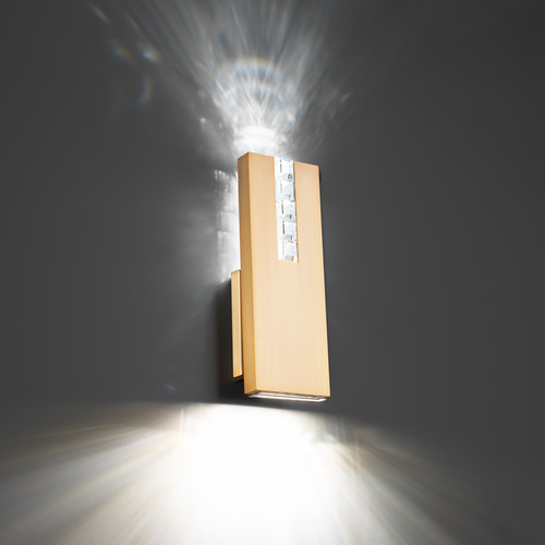 Helios 14-Inch Crystal LED Sconce in Aged Brass by Schonbek Beyond