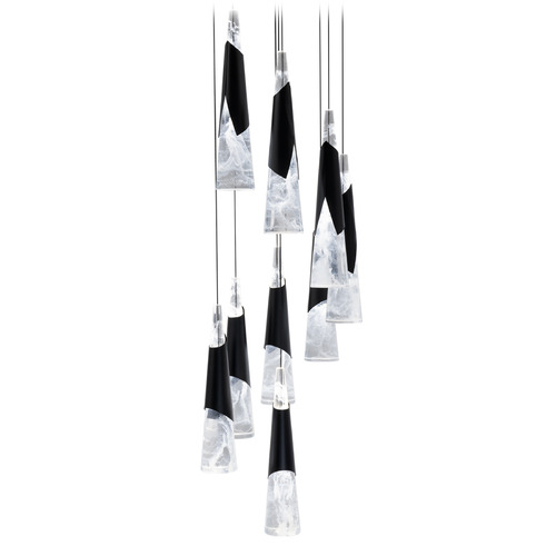 Modern Forms Kilt Black LED Multi-Light Pendant with Conical Shade