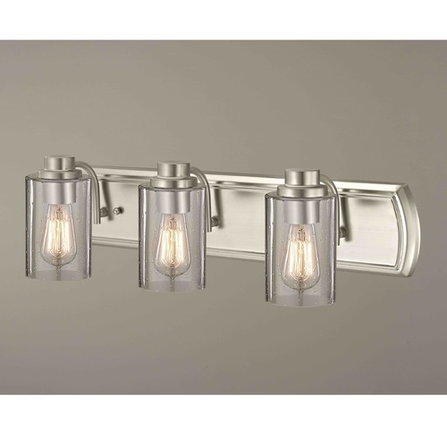 Design Classics Lighting Industrial Seeded Glass Bathroom Light Satin Nickel 3 Lt 1203-09 GL1041C