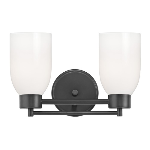 Design Classics Lighting Modern Bathroom Light White Glass Black 2 Lt 702-07 GL1024D