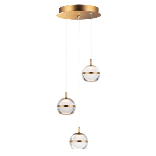Swank 3-Light LED Pendant in Natural Aged Brass by ET2 Lighting