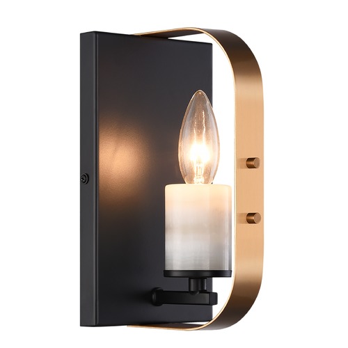 Matteo Lighting Crandle Black & Aged Gold Sconce by Matteo Lighting W82901BKAG