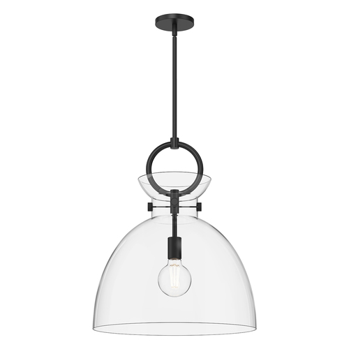 Alora Lighting Alora Lighting Waldo Matte Black Pendant Light with Bowl / Dome Shade PD411818MBCL