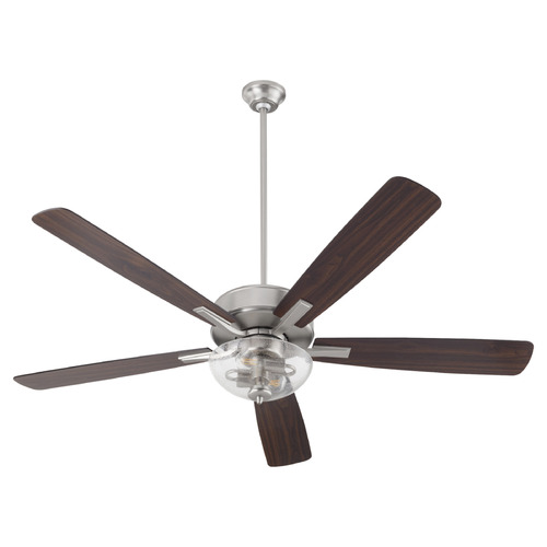 Ovation Satin Nickel LED Ceiling Fan with Light by Quorum Lighting