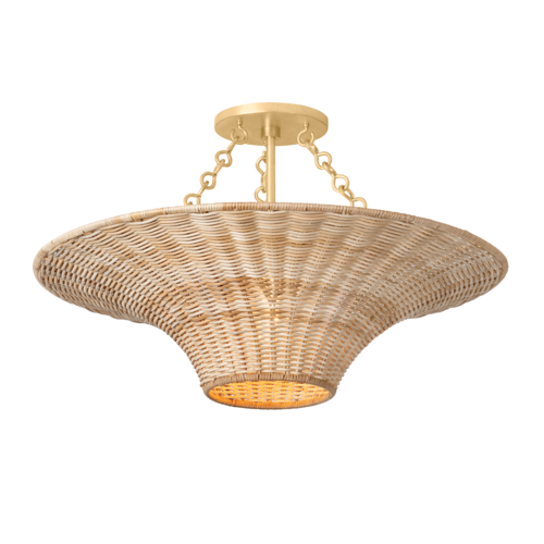 Ketan 24.50-Inch Semi-Flush in Vintage Gold Leaf by Troy Lighting