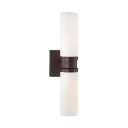 Sconce Wall Light with White Glass in Copper Bronze Patina by Minka Lavery