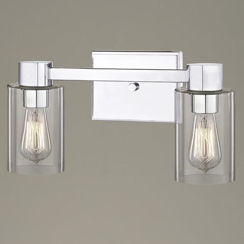 2-Light Clear Glass Bathroom Light Chrome