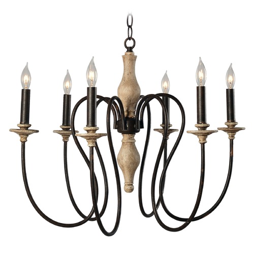 Kenroy Home Lighting Kenroy Home Lisbeth Weathered White with Gold Highlights and Orb Arms Chandelier 93846WW