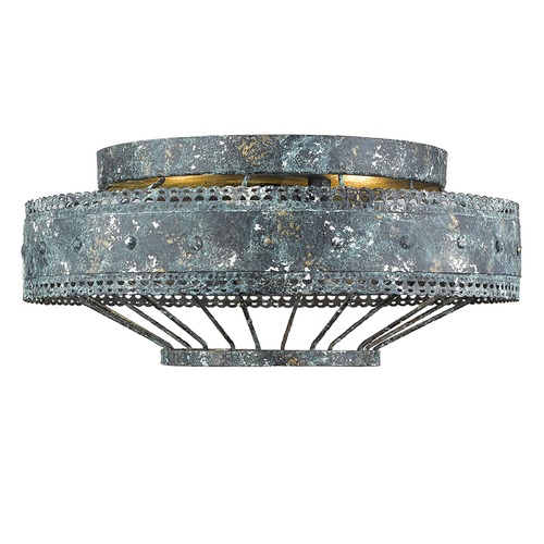 Golden Lighting Ferris Flush Mount in Blue Verde Patina by Golden Lighting 7856-FMVP