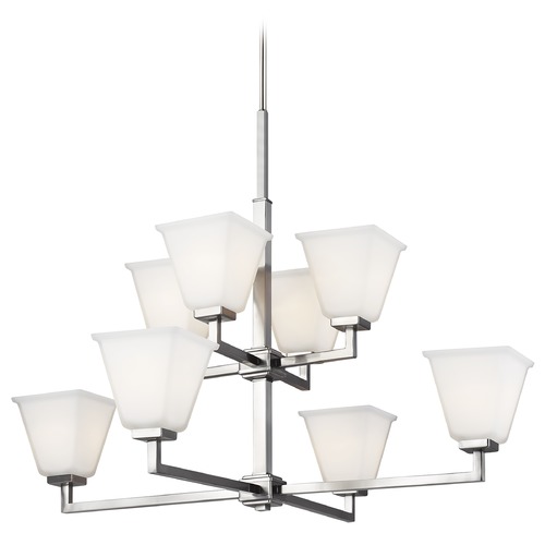 Ellis Harper 8-Light Brushed Nickel 2-Tier Craftsman Chandelier by Generation Lighting