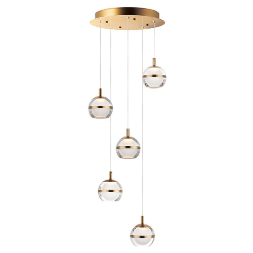 ET2 Lighting Swank 5-Light LED Pendant in Natural Aged Brass by ET2 Lighting E24595-93NAB