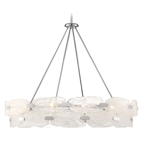 Savoy House Lighting Vasare Chrome Pendant Light with Drum Shade