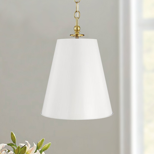 Visual Comfort Studio Collection Thomas OBrien 16.75-Inch Capri Burnished Brass Pendant by Visual Comfort Studio TP1012BBS/AWT