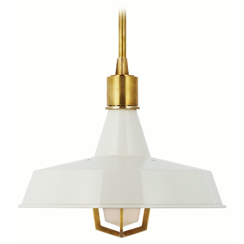 Visual Comfort Signature Collection Thomas OBrien Fitz Pendant in Brass & White by VC Signature TOB5738HAB-WHT